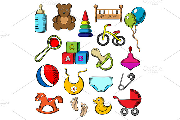 Baby And Childish Toys Icons