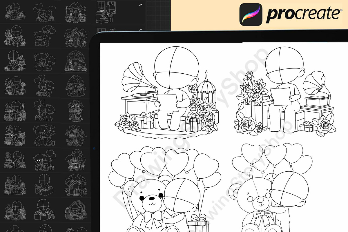 50 Procreate Chibi Kawaii Brush Set, a Brush Add-On by DrawingStoryShop