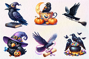 Watercolor Halloween Crow Clipart, an Illustration by CreationArt (Thumbnail 2 of 5)