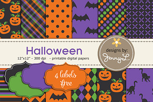 Halloween Digital Papers, a Pattern Graphic by JennyL Designs