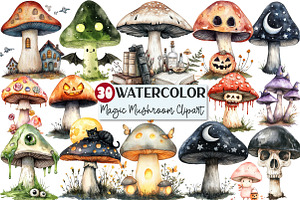 Magic Mushroom Halloween Clipart, a Seasonal Illustration by Rose Art