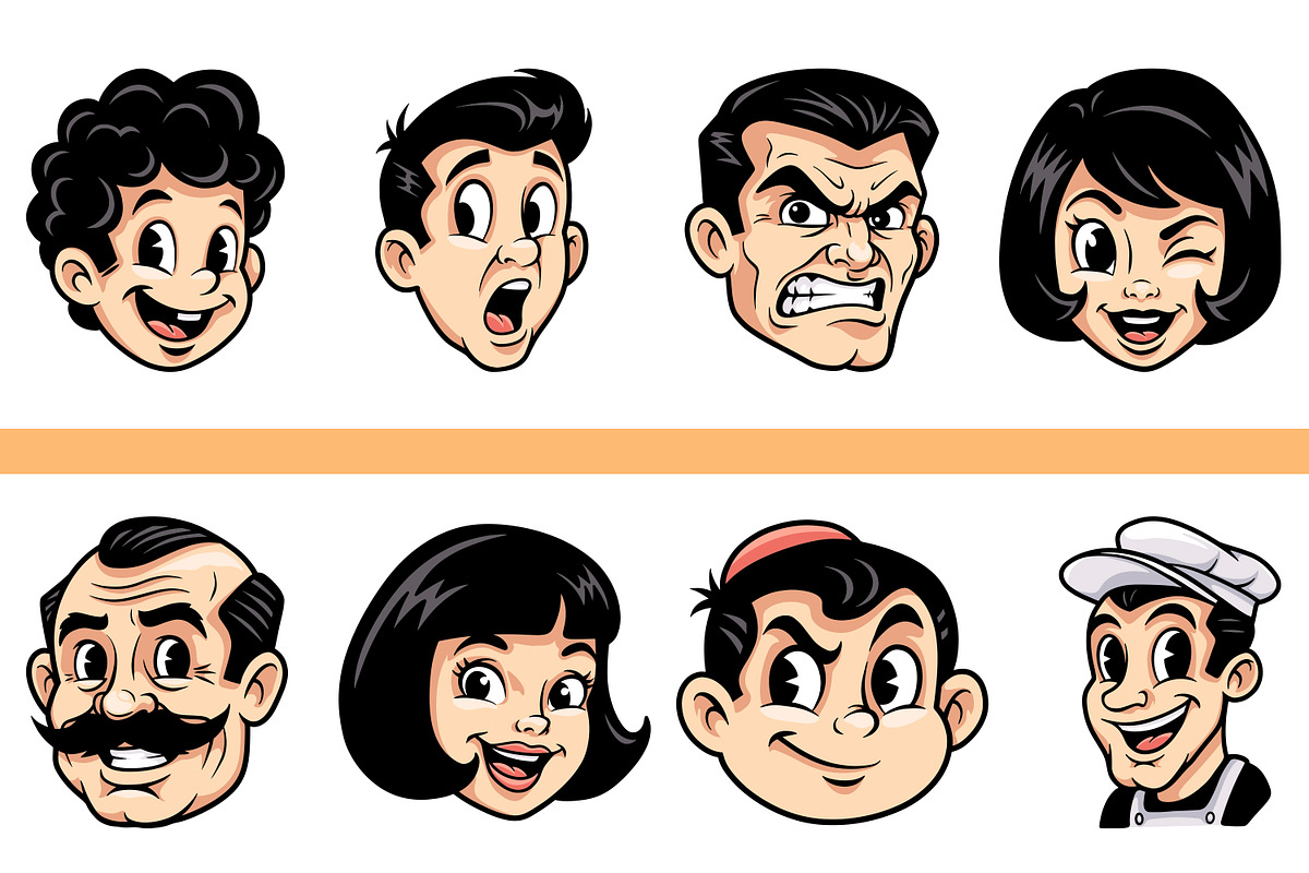 Retro People Avatar Bundle, a Person Illustration by Tekuni (Photo 8 of 12)