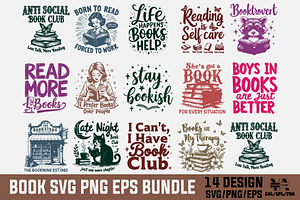 Book SVG PNG T-shirt Design Bundle, an Object Illustration by Ya_ Design Store