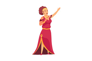 Opera singer woman in a red dress, an Illustration by the8monkey