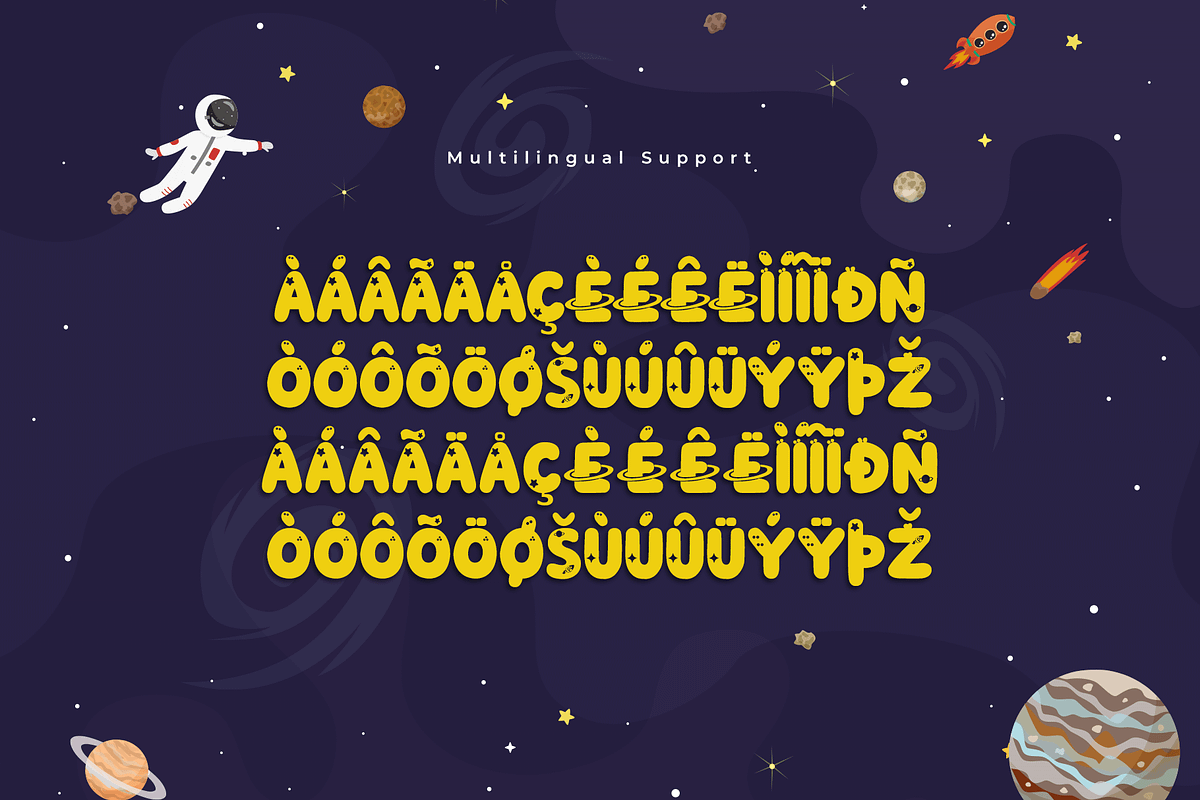 Astromeda - A Modern Space Kids Font, a Sans Serif Font by overlaytemplates (Photo 5 of 5)