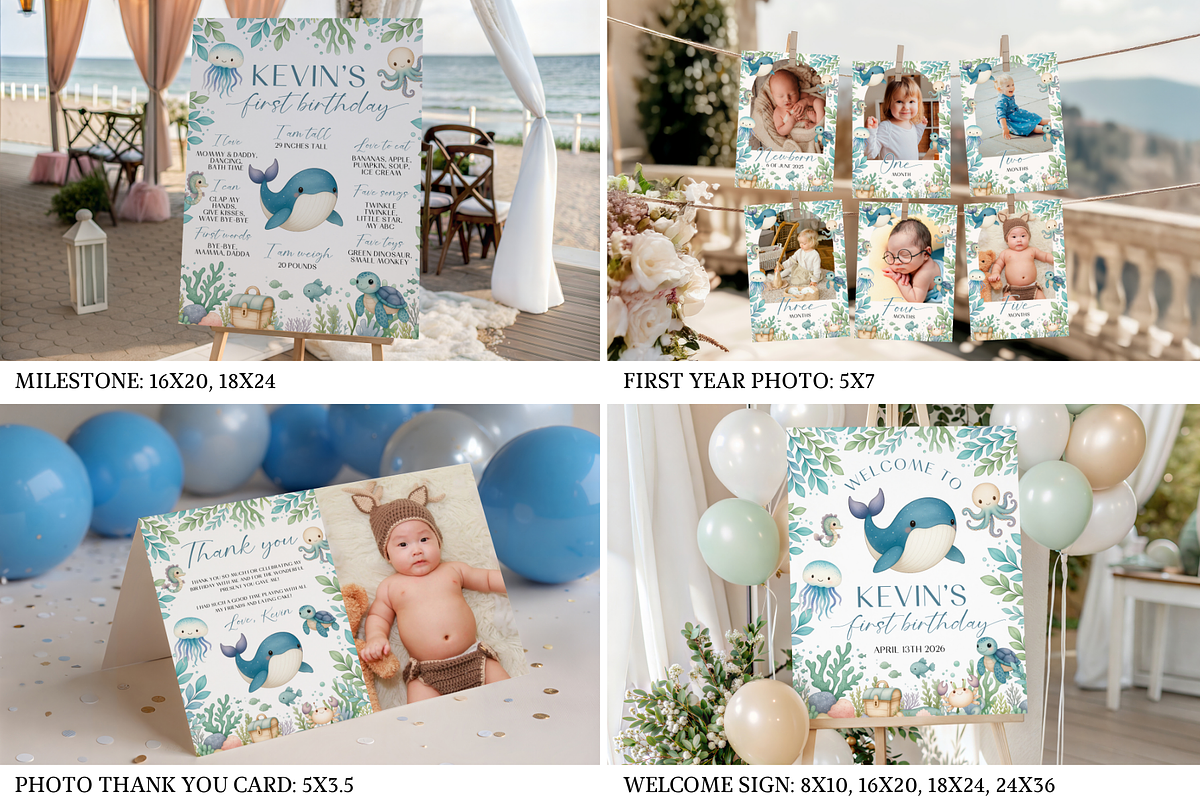Oneder The Sea Birthday Bundle, a Templates & Theme by Digital_Mind (Photo 3 of 8)