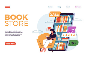 Choosing book online. Virtual, an Object Illustration by YummyBuum