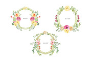 Watercolor Crests & Flowers & Frames, a Decorative Illustration by GraphicsDish (Thumbnail 3 of 4)