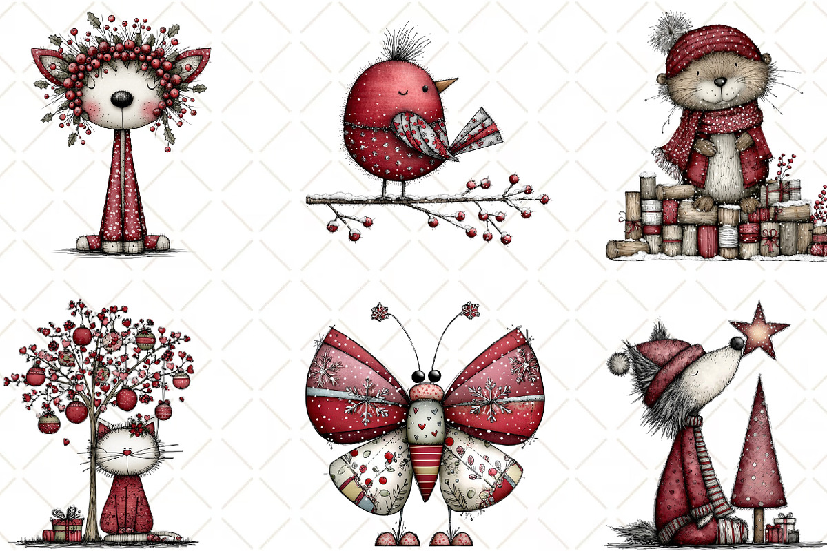 Whimsical Christmas Animal Clipart, an Animal Illustration by Black Bird Studio (Photo 4 of 6)