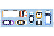 Top down view of snow covered cars, a Transportation Illustration by Yayasya (Thumbnail 2 of 3)