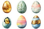 Cute Easter Eggs Watercolor Clipart, an Illustration by SinaCreation (Thumbnail 3 of 5)