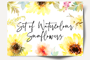 Set Of Watercolour Sunflowers / DIY