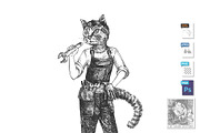 Cat mechanic with wrench portrait, an Animal Illustration by CatMadePattern (Thumbnail 1 of 2)