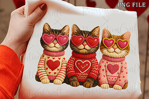 Faux Crochet Valentines Cats Png, an Illustration by OK Design