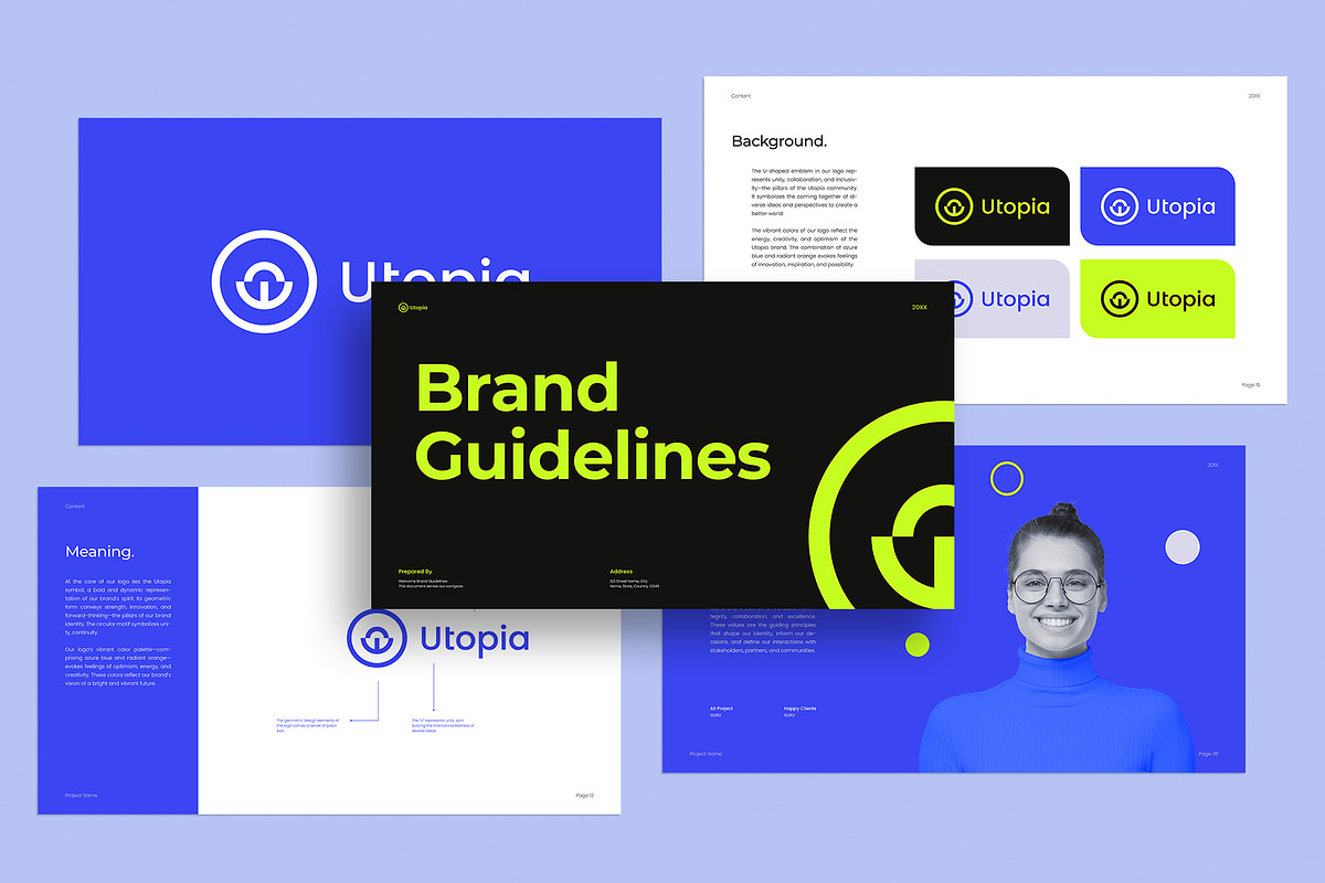 Utopia V2| Brand Guidelines Template, a Branding & Logo Template by graphypix (Photo 2 of 20)