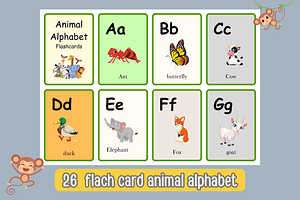 Animal Flash Cards Alphabet For Kids