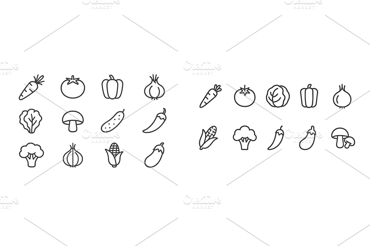 Collection of hand-drawn vegetable, a Food Illustration by ZinetroN