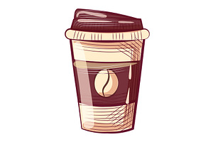 Disposable Mug With Lid, Coffee