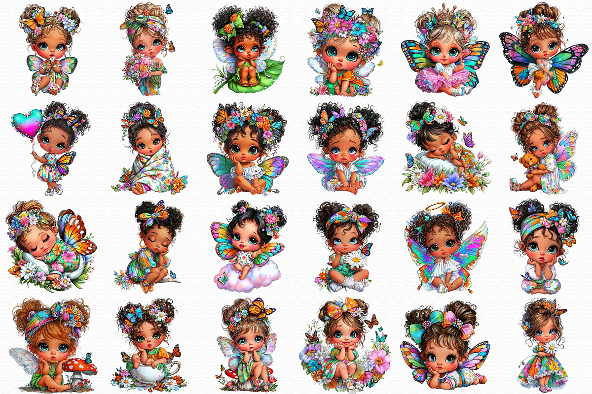 Butterfly baby girl Clipart, an Illustration by Libby Wishes (Photo 3 of 7)