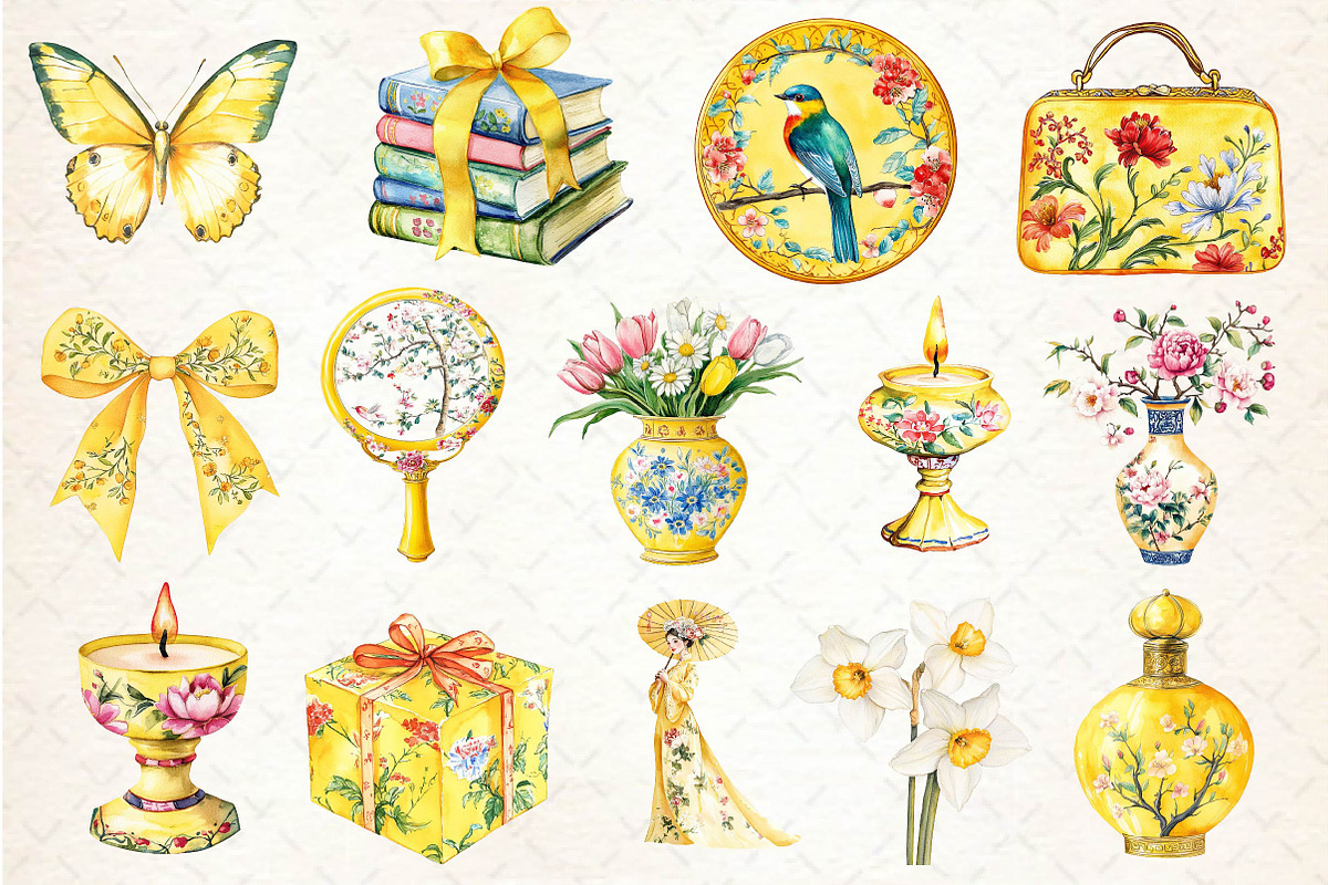 Yellow Chinoiserie Mothers Day, an Illustration by Dream Creation (Photo 3 of 4)
