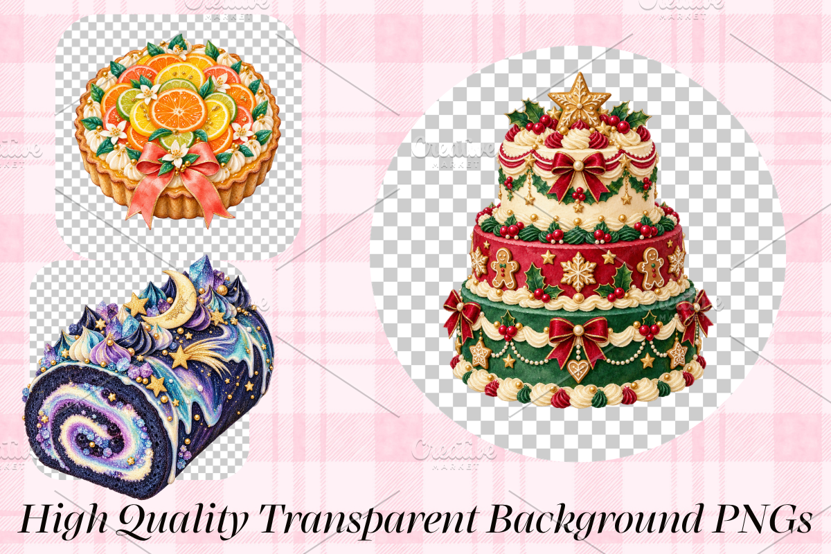Christmas Bakery Watercolor Cliparts, a Food Illustration by Ink Gallery (Photo 3 of 13)