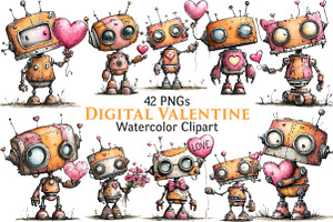Robot Digital Valentine's Day, an Illustration by Pixels.Craft