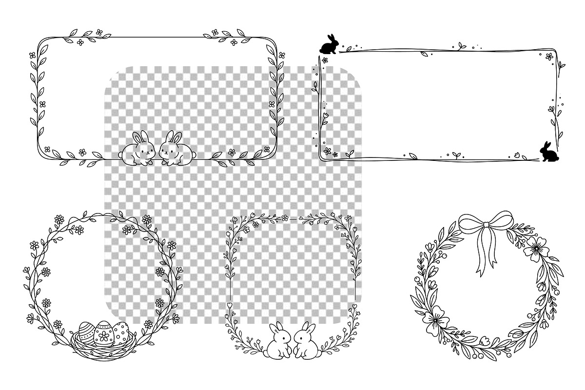 Easter Bunny Spring Frame SVG Bundle