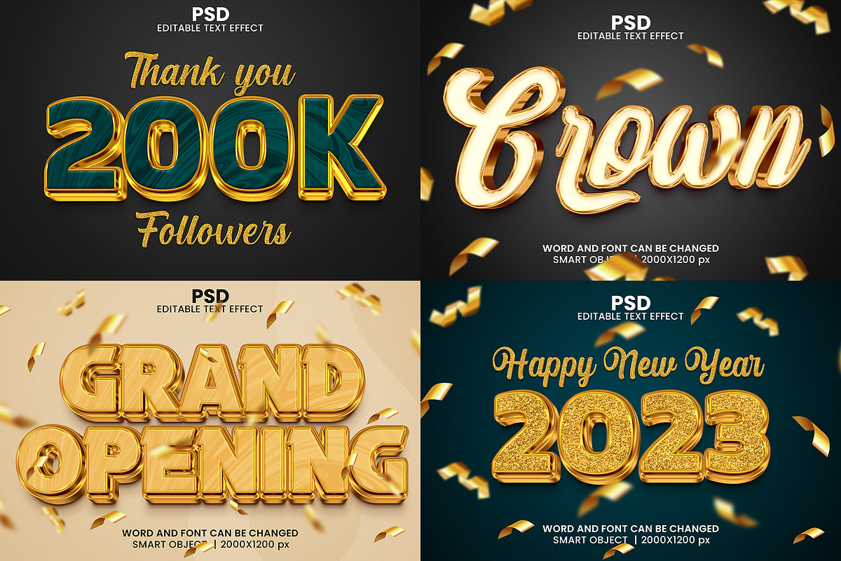 30 Golden 3d Text Effect Bundle PSD, a Layer Style Add-On by bdrobin (Photo 8 of 8)