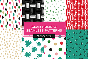 Glam Holiday Seamless Patterns