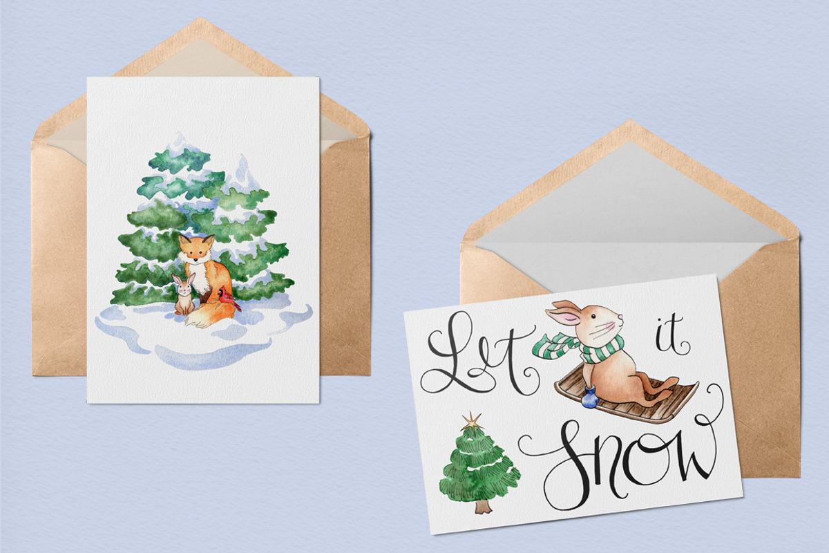 Winter Watercolor Collection, an Animal Illustration by AmberLenaEngle (Photo 6 of 6)