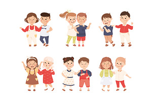 Little Kids Supporting and, a Person Illustration by TopVectors