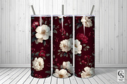 Cream & Burgundy Flowers Pattern, a Pattern Graphic by Creative Store (Thumbnail 3 of 5)