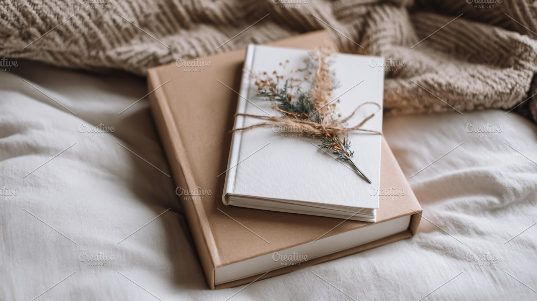 Stacked books as a thoughtful gift or present, rustic style with, a Photo by Studio ANNA