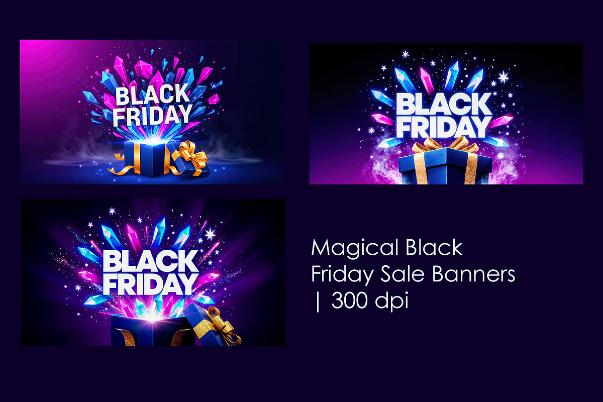 Magical Black Friday Sale Banners, a Finance Illustration by StockVerse Creative (Photo 1 of 4)