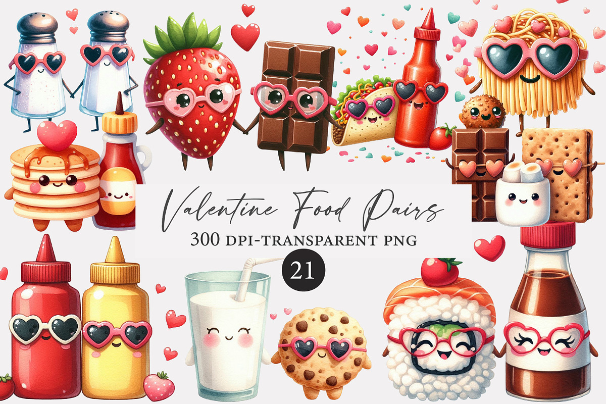 Valentine Food Pairs Clipart, an Illustration by Designworld (Photo 1 of 5)