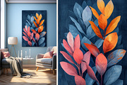8 blue plant leaves art wall print, a Decorative Illustration by ARTOZEN DIGITAL (Thumbnail 8 of 13)