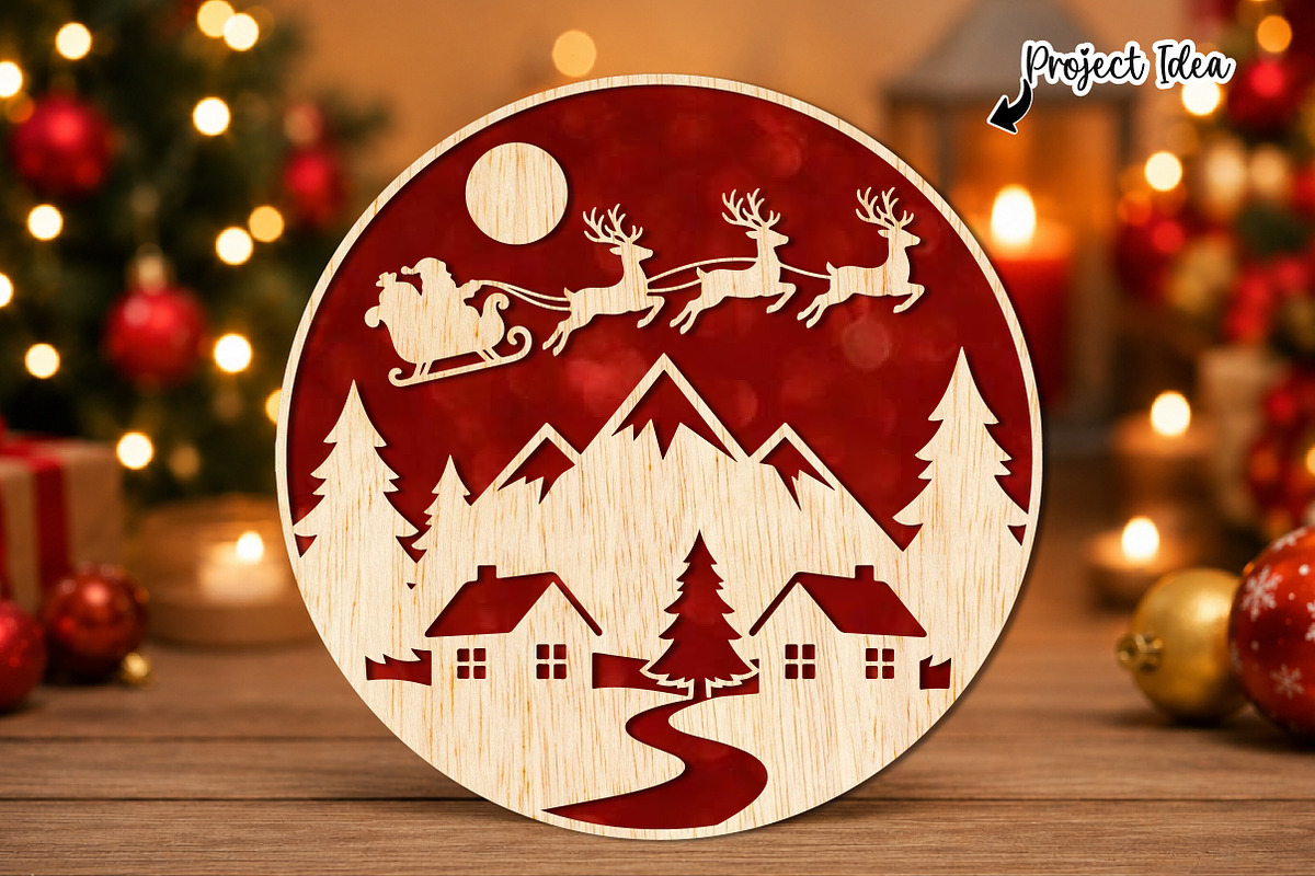 Christmas Village Round Sign SVG, an Object Graphic by OK Design (Photo 1 of 3)