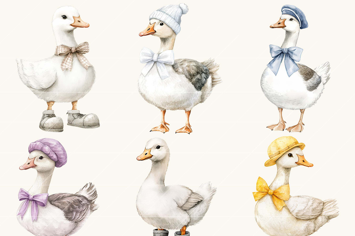 Watercolor Silly Goose Clipart, an Animal Illustration by SparkyDesignsUS (Photo 2 of 8)