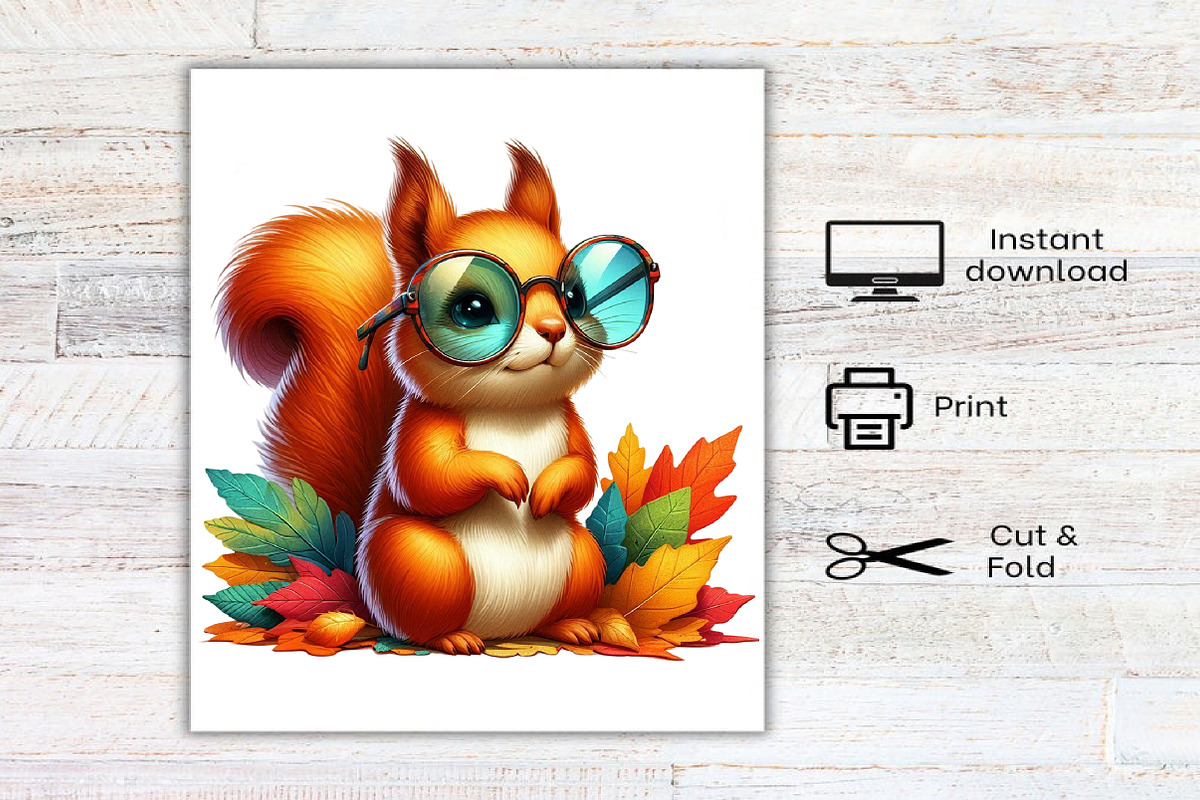 Autumn Funny Squirrel Clipart Bundle, a Seasonal Illustration by Canvas Craft (Photo 8 of 8)