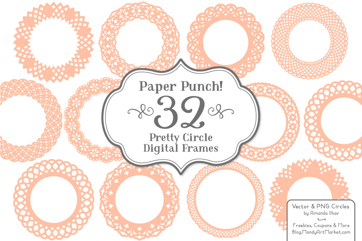 Peach Lace Vector Frames, an Illustration by Amanda Ilkov (Photo 2 of 5)
