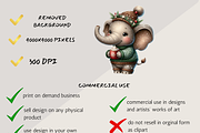 CHRISTMAS ELEPHANT CLIPART PACK, a Seasonal Illustration by Daring Digies (Thumbnail 7 of 9)