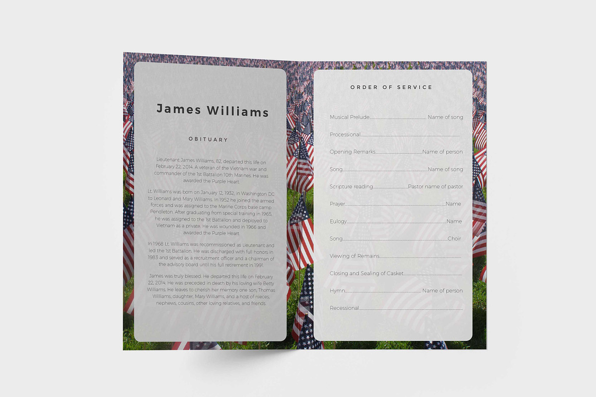 Funeral Program Template Military, a Brochure Template by inserenity (Photo 2 of 5)