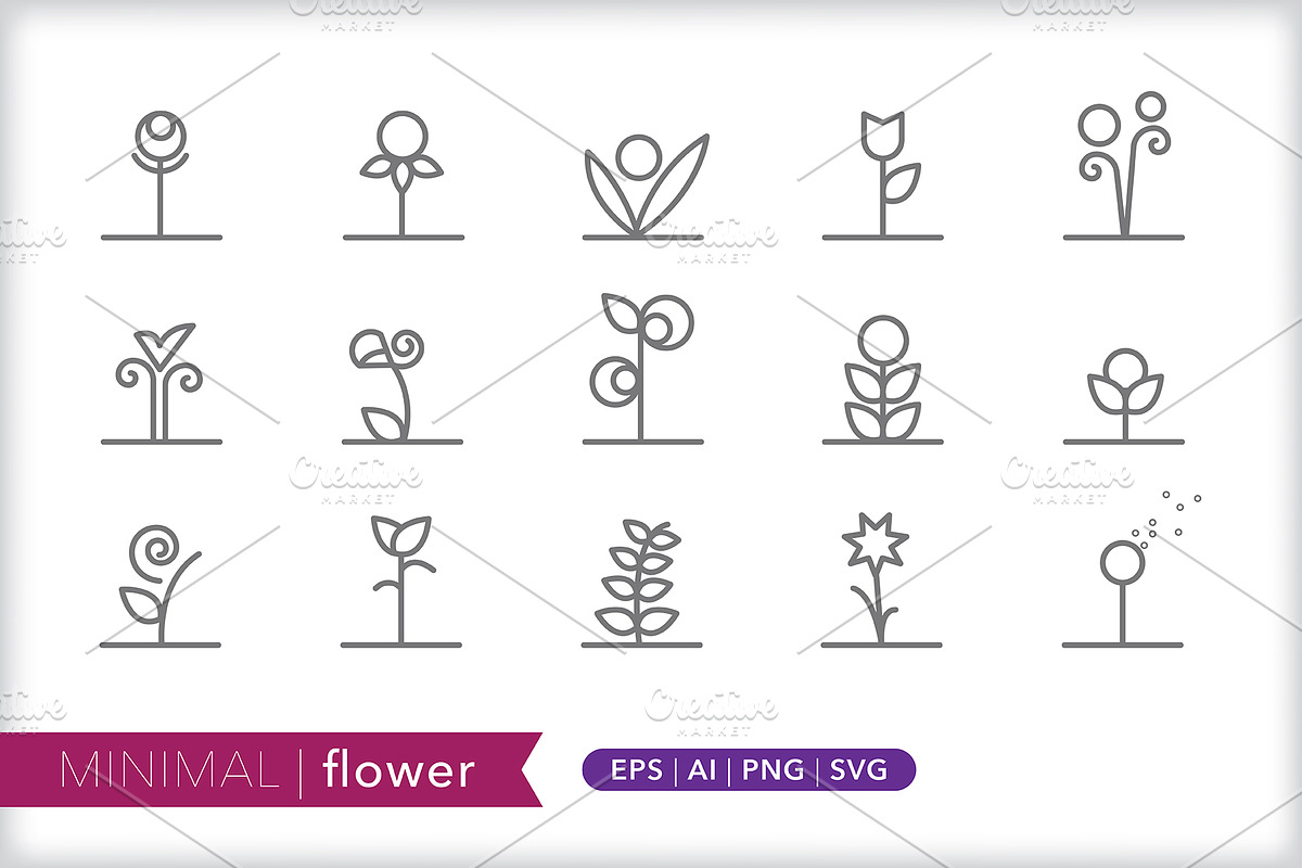 Minimal flower icons, an Outline Icon by Picture Window (Photo 1 of 5)