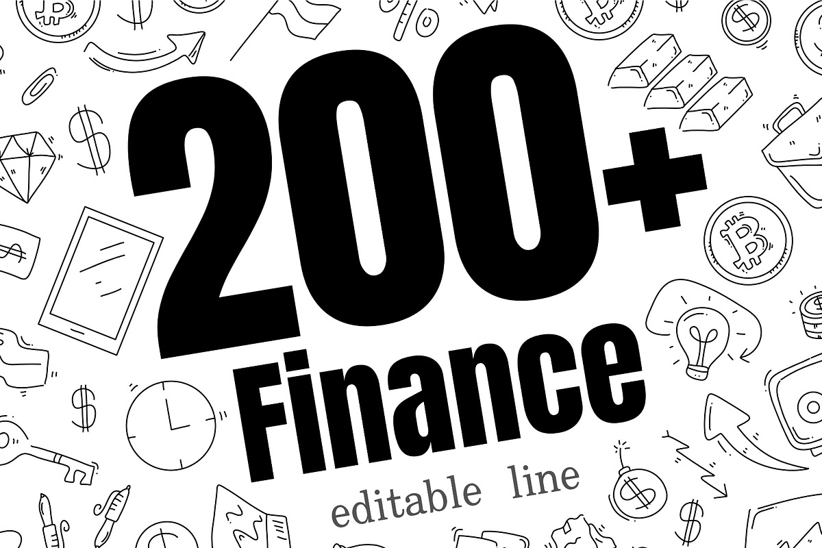 200 + finance doodle bundle set, an Outline Icon by foxndeer (Photo 2 of 4)