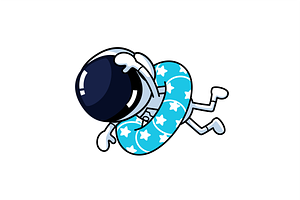 Cute Astronaut Swimming