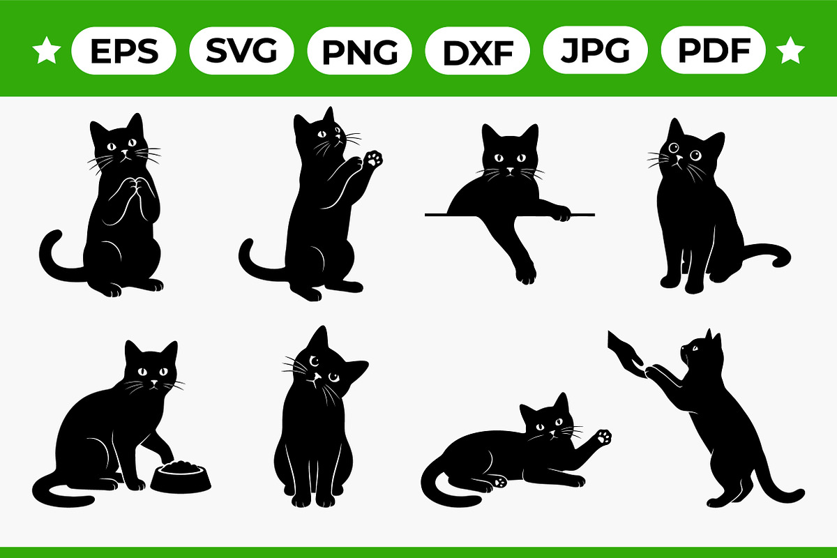 Expressive Cat Silhouette Set, an Object Graphic by Artonix (Photo 1 of 3)