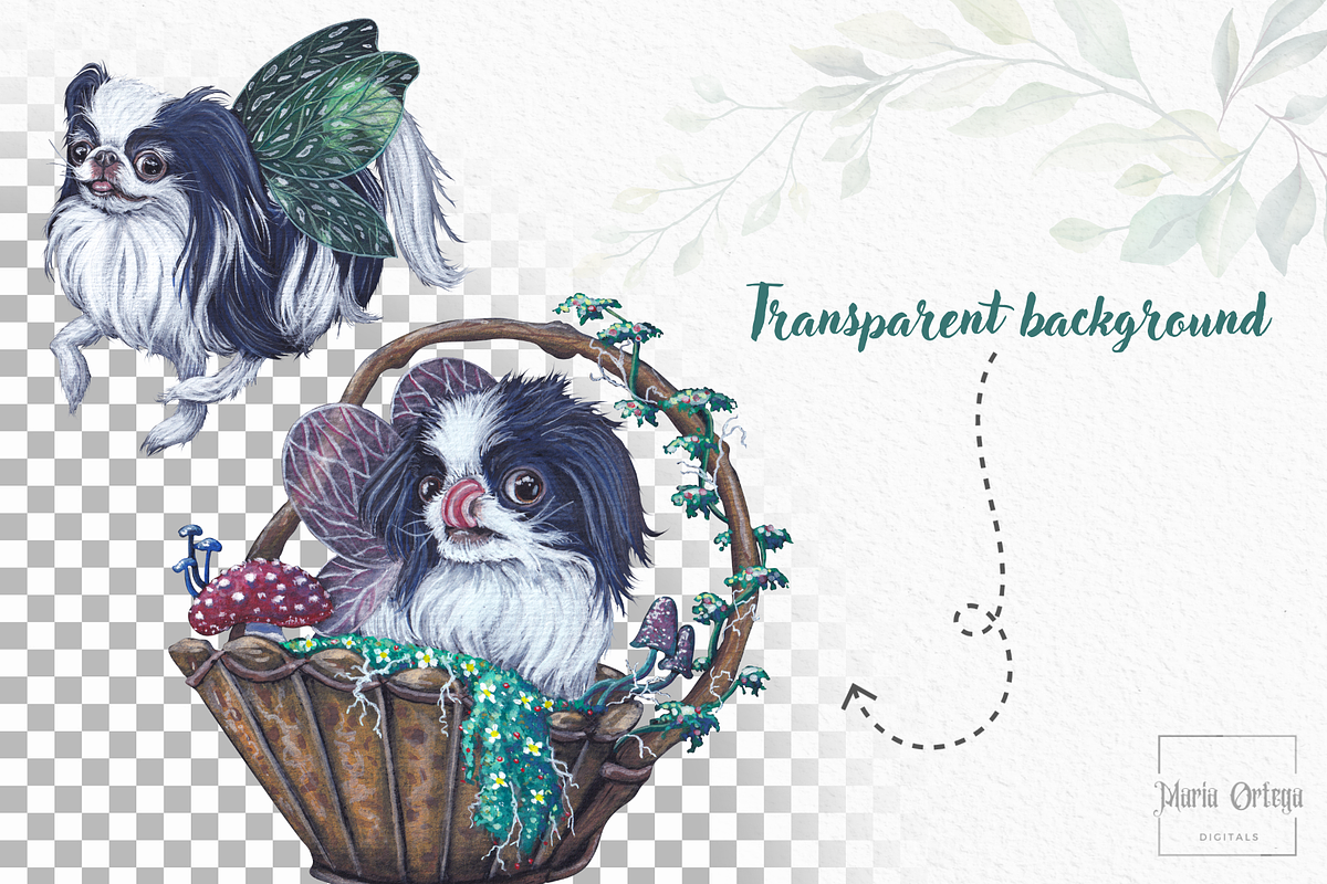 Watercolor and Gouache Dog Fairies, an Illustration by MariaOrtegaDigitals (Photo 2 of 7)