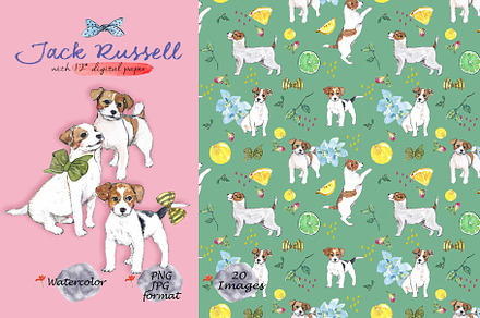 Jack Russell Clipart Digital Paper
