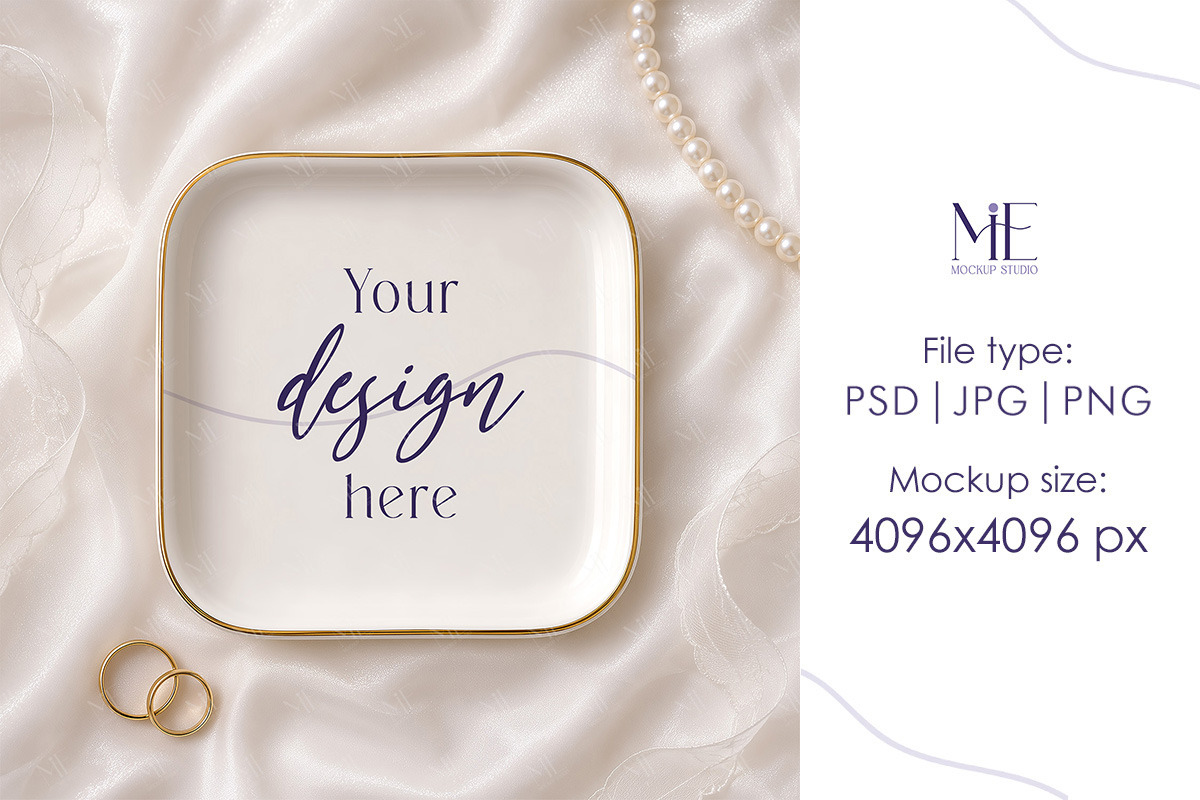 Jewelry Square Ring Dish Mockup, a Merchandise Mockup by Mie Mockup Studio (Photo 2 of 7)