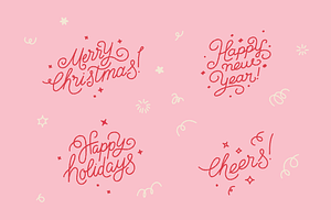 Holiday Vibes, Hand Drawn Clip Art